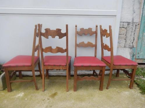 5 chaises en chêne, Maison & Meubles, Chaises, Utilisé, Cinq, Six Chaises ou plus, Bois, Cuir, Enlèvement