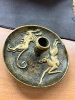 Vintage bronzen kandelaar met dierenmotief, Antiek en Kunst, Antiek | Brons en Koper, Ophalen of Verzenden