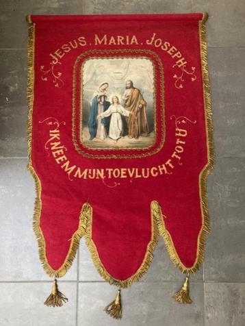 Vaandel processie Heilige Familie (1m4cm op 65cm), Antiek en Kunst, Ophalen of Verzenden