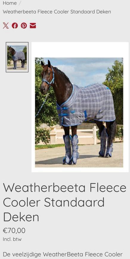 Weatherbeeta zweetdeken plus transportbeschermers, Dieren en Toebehoren, Paarden en Pony's | Dekens en Dekjes, Zo goed als nieuw