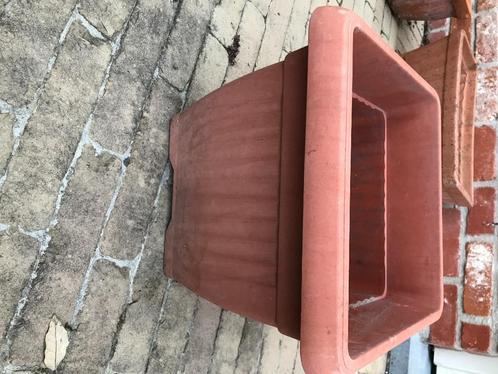 oranje vierkante bloempot, Tuin en Terras, Bloempotten, Gebruikt, Minder dan 40 cm, 25 tot 40 cm, Vierkant, Ophalen of Verzenden