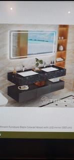 Meuble salle de bain double vasques marbré et bois noir., Ophalen, Zo goed als nieuw