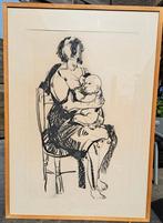 VERVISCH Godfried "Moeder en kind" houtskooltekening, Antiek en Kunst, Ophalen