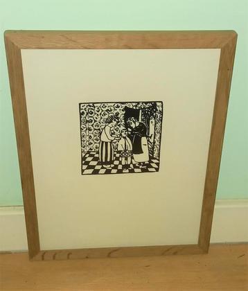 Edgar Tytgat tableau 30x24.5cm cadre bois naturel, Antiek en Kunst, Ophalen of Verzenden