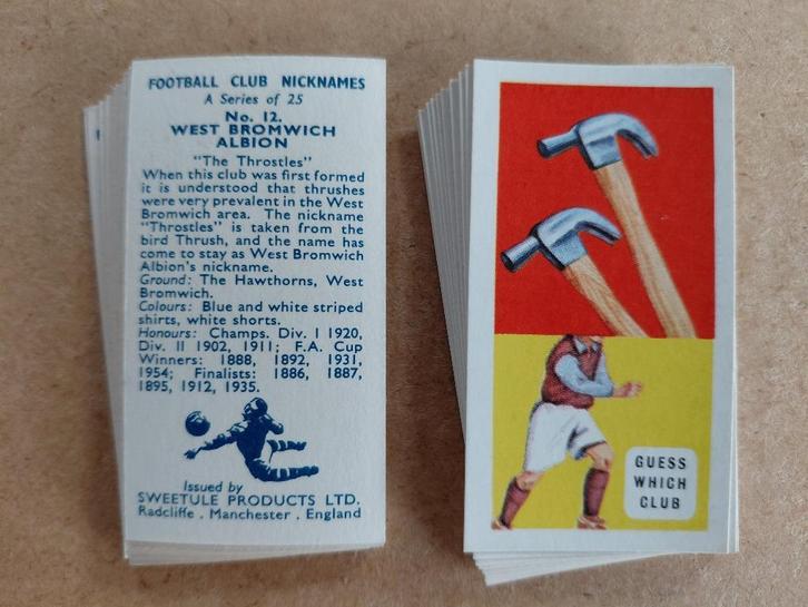 Football Club Nicknames complete set 25 voetbal chromos 1959, Verzamelen, Sportartikelen en Voetbal, Poster, Plaatje of Sticker
