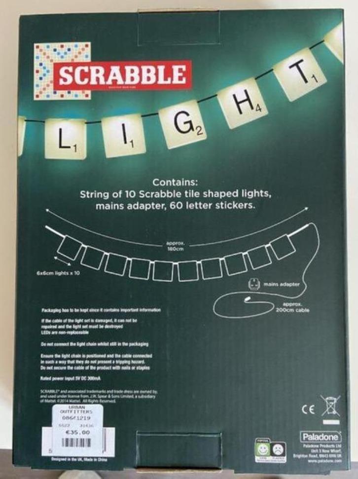 Scrabble lichtdecoratie - nieuw, blisterverpakking, Kinderen en Baby's, Kinderkamer | Inrichting en Decoratie, Nieuw, Lamp, Ophalen of Verzenden