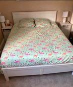Prachtig wit houten bed van LeenBakker met boxspring+matras, Ophalen, Zo goed als nieuw