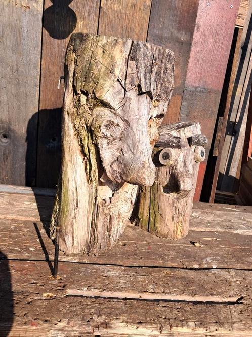 Handgemaakte houten gezichten – unieke boomstamkunst, Antiek en Kunst, Kunst | Beelden en Houtsnijwerken, Ophalen
