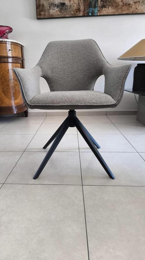 Set van 4 eetkamerstoelen (draai), Huis en Inrichting, Stoelen, Zo goed als nieuw, Vier, Leer, Metaal, Stof, Overige kleuren, Ophalen
