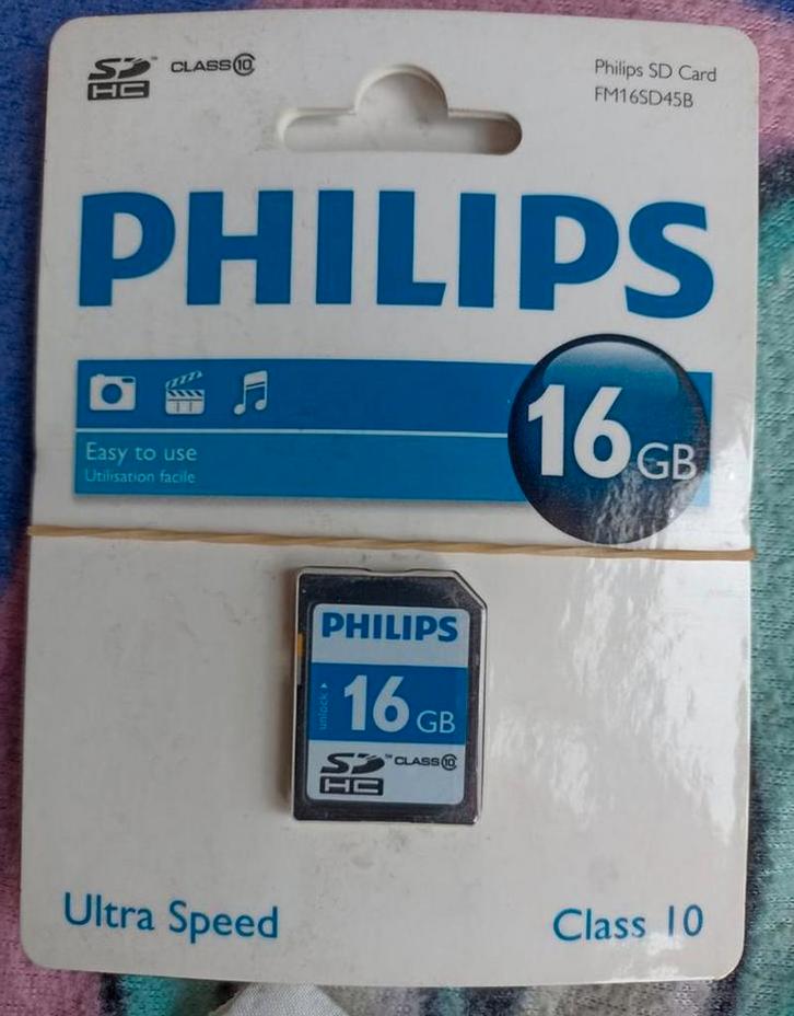 Officiële Philips geheugenkaart van 16 GB klasse 10, Audio, Tv en Foto, Foto | Geheugenkaarten, Nieuw, SD, 16 GB, Fotocamera, Ophalen of Verzenden