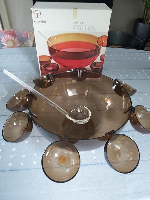 Vintage punch bowl met 8 kopjes + pollepel, Huis en Inrichting, Keuken | Servies, Nieuw, Ophalen