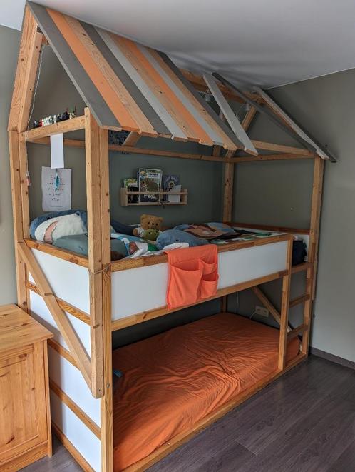 Kinderbed Ikea Kura + dak in 'boomhut'-stijl, Kinderen en Baby's, Kinderkamer | Bedden, Gebruikt, 180 cm of meer, 85 tot 100 cm