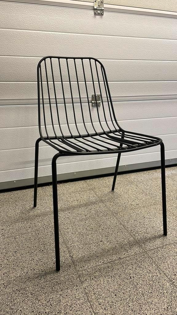 Chaise design en métal noir – style industriel, Maison & Meubles, Chaises, Comme neuf, Une, Métal, Noir, Enlèvement