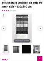 Store lamelles larges en bois noir 120/180, Enlèvement, Noir