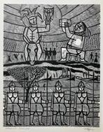 Houtsnede Piet Janssens (1933-2005), Antiek en Kunst, Kunst | Etsen en Gravures, Ophalen