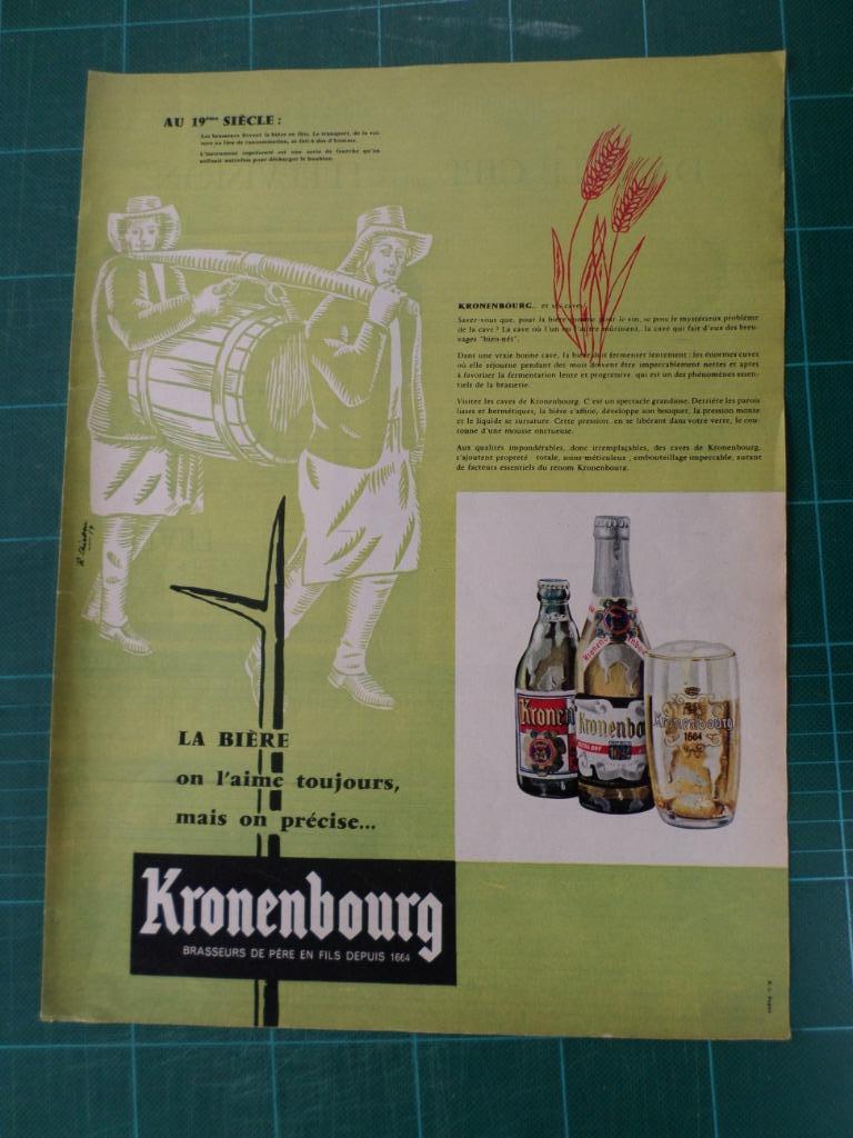 Kronenbourg - publicité papier - 1957, Collections, Marques & Objets publicitaires, Enlèvement ou Envoi, Utilisé, Autres types