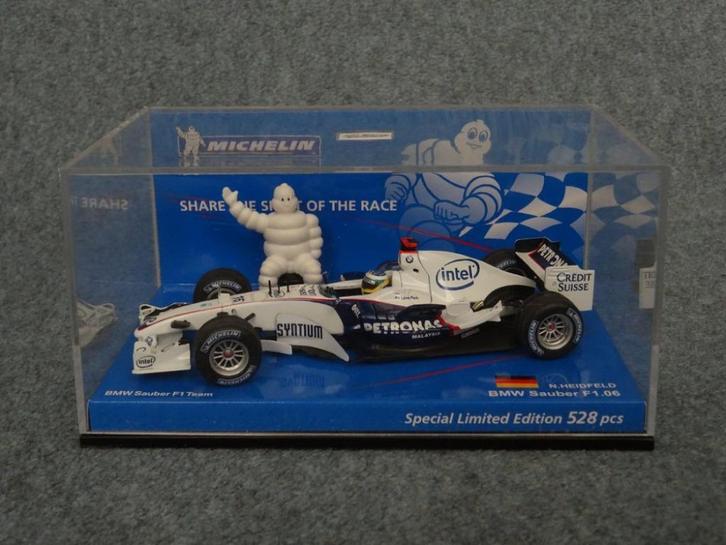F1 BMW Sauber F1.06 Heidfeld zeldzame MICHELIN uitgave OVP, Hobby en Vrije tijd, Modelauto's | 1:43, Zo goed als nieuw, Auto, MiniChamps