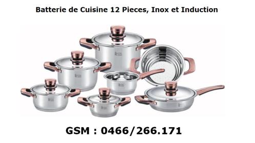 Nouveau Set de Casseroles 12 Pcs Inox, Induction, Huis en Inrichting, Keuken | Potten en Pannen, Nieuw, Pannenset, Inox, Inductieplaat