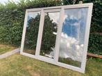 Mooi houten Afzelia raam met  hoogrendementsbeglazing, Ophalen, Gevelraam of Ruit, Gebruikt, 160 cm of meer