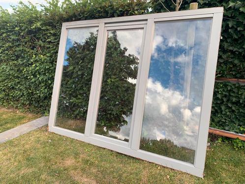 Mooi houten Afzelia raam met  hoogrendementsbeglazing, Doe-het-zelf en Bouw, Glas en Ramen, Gebruikt, Gevelraam of Ruit, 160 cm of meer