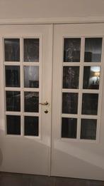 Dubbele deur met glas, Doe-het-zelf en Bouw, Deuren en Vliegenramen, Ophalen, Gebruikt, 120 cm of meer, Binnendeur