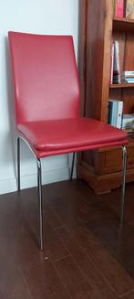 4 chaises simili cuir rouge style rétro, Huis en Inrichting, Stoelen, Gebruikt, Leer, Ophalen, Rood