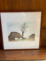 Mooi aquarel oude schuur, mooi ongelijst, Ophalen of Verzenden