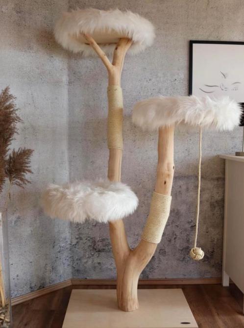 Unieke houten krabpaal met knusse zitstokken – handgemaakt, Dieren en Toebehoren, Krabmeubelen, Nieuw, Krabpaal, Ophalen of Verzenden