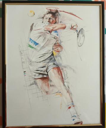 Aquarelle Tennis (Ivan V '89) disponible aux enchères