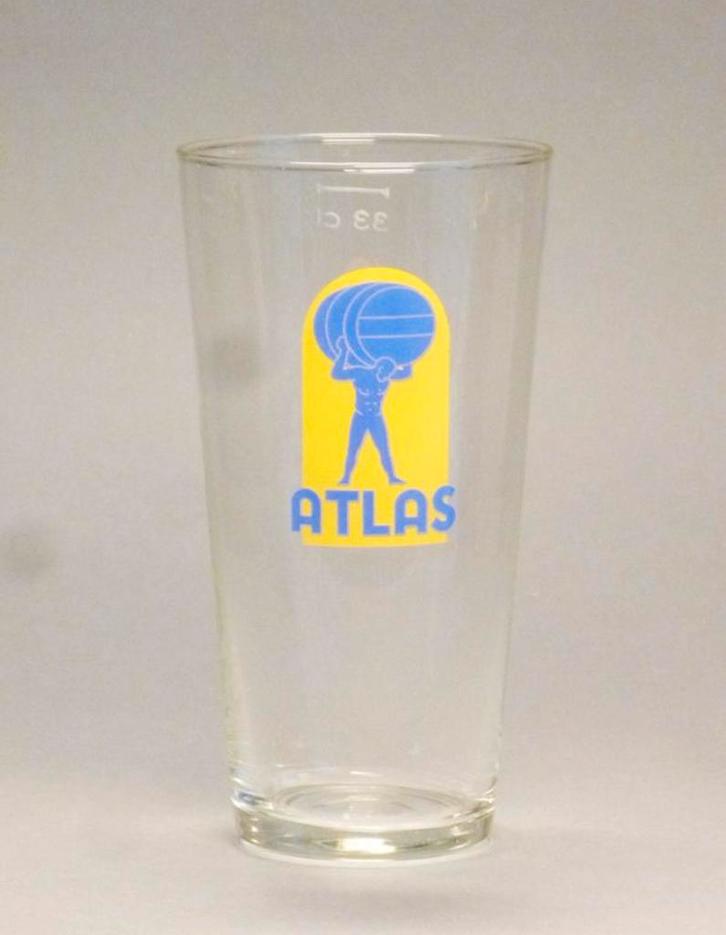 Atlas Brussels glas, Verzamelen, Biermerken, Gebruikt, Ophalen of Verzenden
