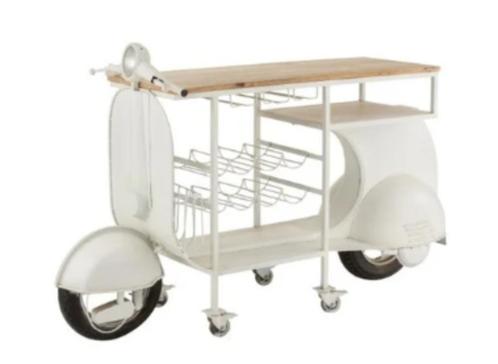 Nieuw in de doos J-Line Vespa 6 glazen 6 flessen wit, Huis en Inrichting, Tafels | Bijzettafels, Nieuw, Overige vormen, 60 cm of meer