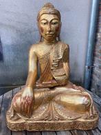 Mandalay houten Boeddha, Huis en Inrichting, Woonaccessoires | Boeddhabeelden, Ophalen of Verzenden, Zo goed als nieuw