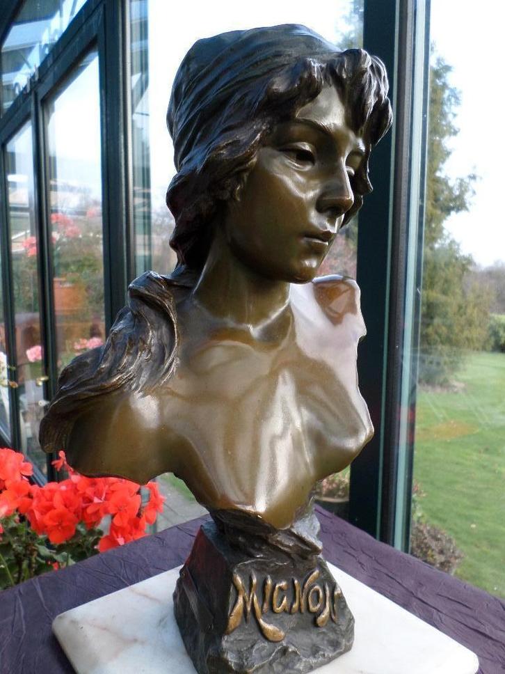 Art Nouveau Bronze „Mignon” van E. Villanis, Antiek en Kunst, Antiek | Brons en Koper, Brons, Ophalen of Verzenden