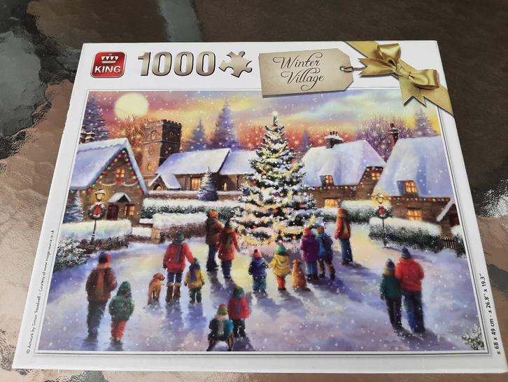 Puzzel - KING 85543C - Winter Village 1000 stuks, Hobby en Vrije tijd, Denksport en Puzzels, Zo goed als nieuw, Legpuzzel, 500 t/m 1500 stukjes