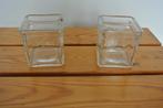 2 vierkante glazen cache-pots, Overige materialen, Vierkant, Binnen, Ophalen of Verzenden