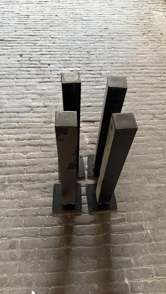 Zwarte metalen tafelpoten (4 stuks), Huis en Inrichting, Tafelonderdelen, Nieuw, Tafelpoot, Rechthoekig, Metaal, Ophalen