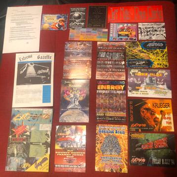 Flyers stickers magazines discotheken dancing 90’s, Tickets & Billets