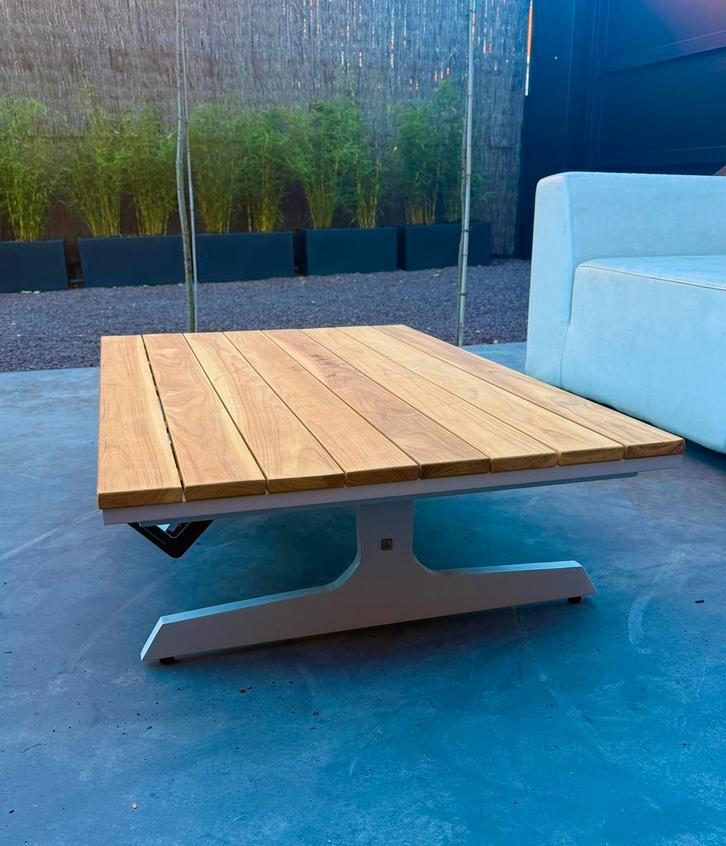 Nieuw design teakhouten salontafel, Tuin en Terras, Picknicktafels, Nieuw, Rechthoekig, Aluminium, Ophalen