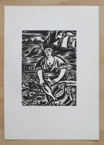 Houtsnede Frans Masereel: OOSTENDE: de Vistrap               beschikbaar voor biedingen