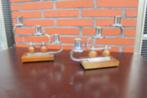 2 Art-Deco kandelaars, Vintage , Chroom Hout, Overige materialen, Ophalen of Verzenden