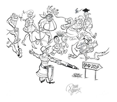 Dirk Stallaert Groot Nederlands Dictee originele tekening, Boeken, Stripverhalen, Nieuw, Verzenden