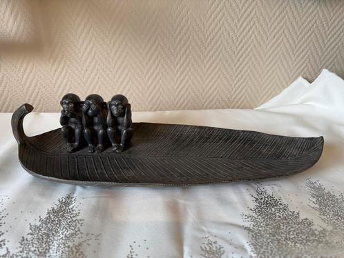 Vide-poches feuille et singes gris anthracite, Antiek en Kunst, Kunst | Designobjecten, Ophalen