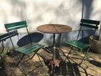 Ijzeren tuintafel bistro met 2 stoelen plooibaar, Tuin en Terras, Tuintafels, Ophalen of Verzenden, Gebruikt, Rond, Metaal