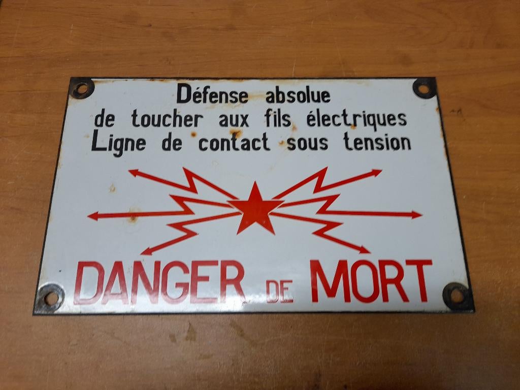 oud geëmailleerd bord SNCF doodsgevaar 40x25, Antiek en Kunst, Antiek | Email, Verzenden