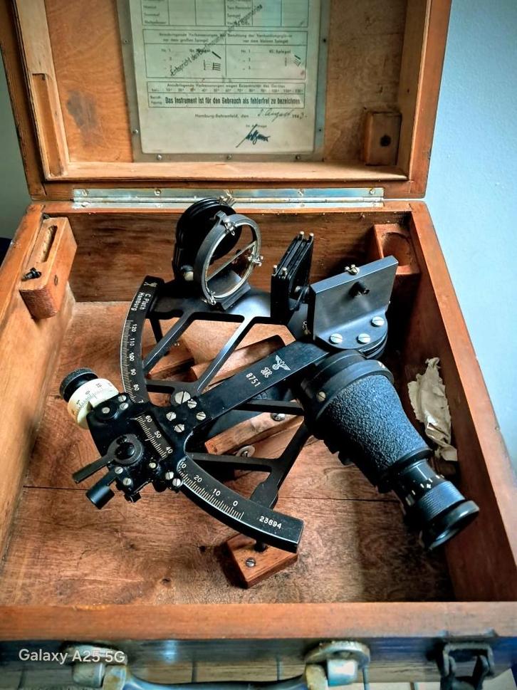 Historische Duitse Kriegsmarine C. Plath sextant uit WOII, Collections, Objets militaires | Général, Marine, Envoi