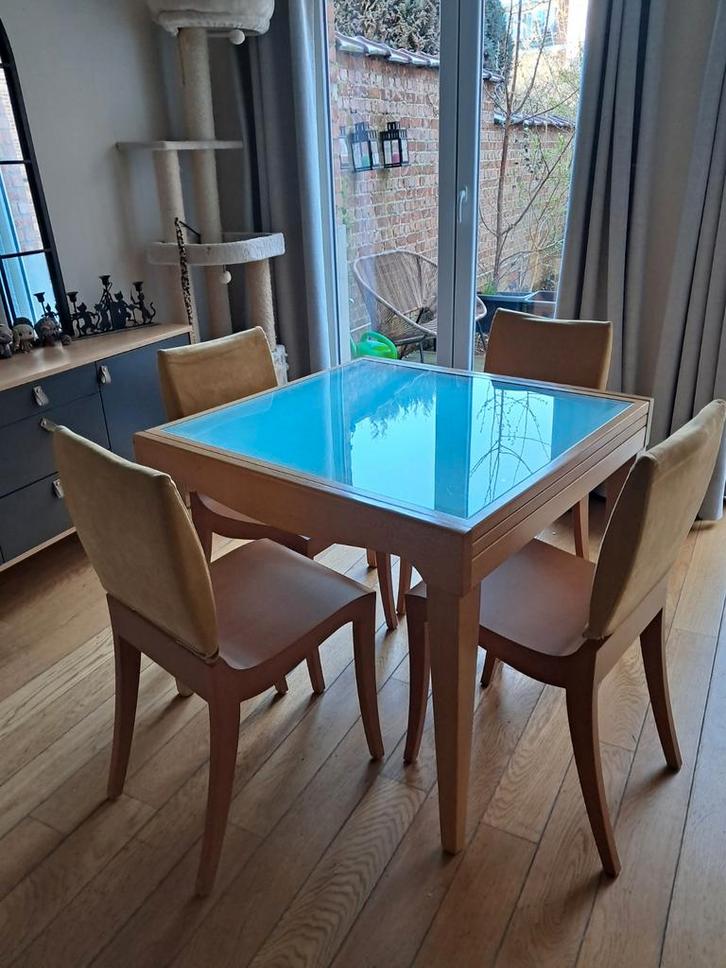 Uitschuifbare vierkante tafel + 6 stoelen Ligne Roset Finn, Huis en Inrichting, Complete eetkamers