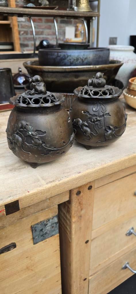 Paire d'encensoirs chinois en bronze, Antiquités & Art, Enlèvement, Bronze