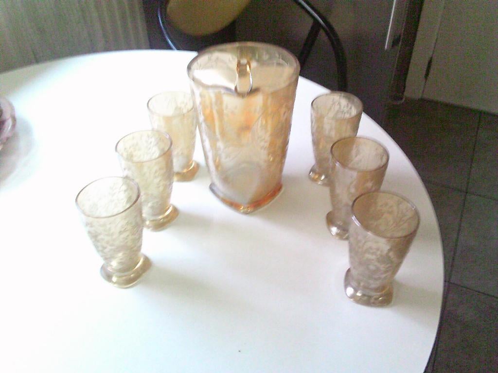 art deco karaf met 6 glazen, Ophalen