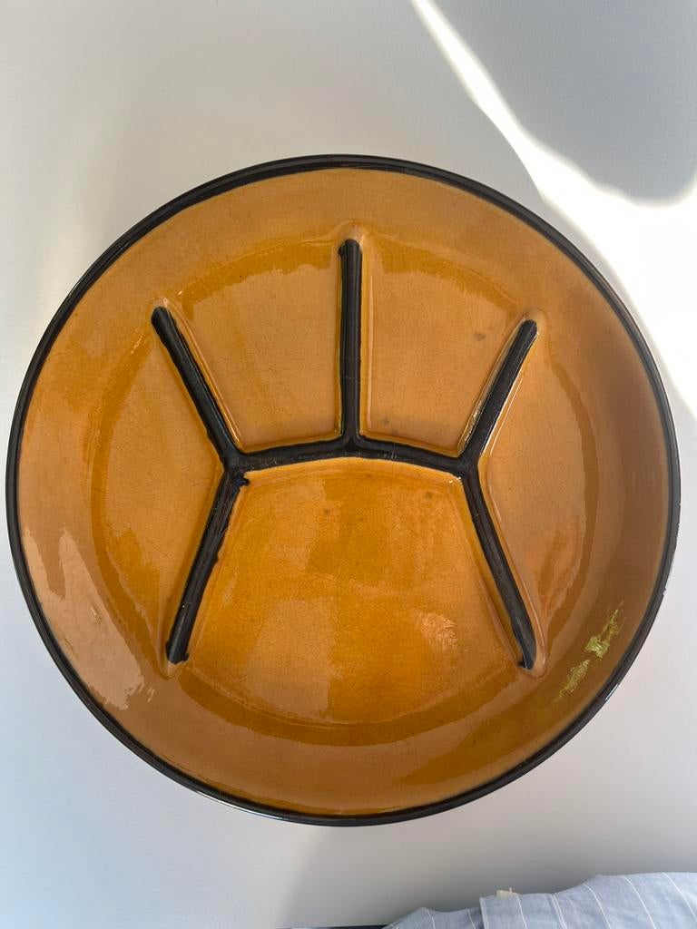 Felix Ceram Vallauris fondue bord hapjes schotel 7 stuks, Huis en Inrichting, Ophalen, Keramiek, Effen, Schaal of Schalen