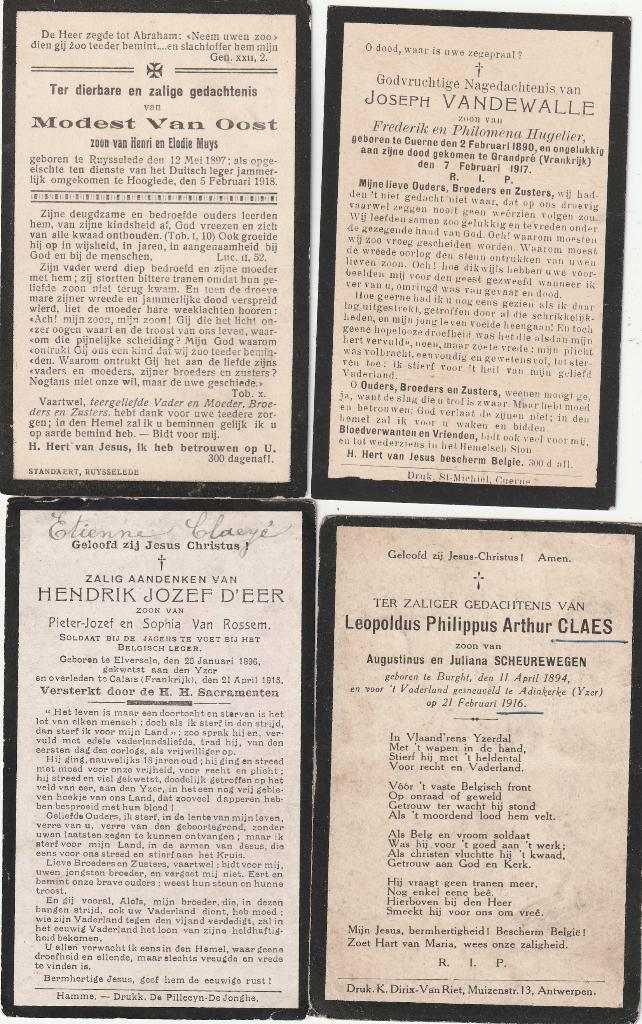 Victimes de la guerre militaire : 1914-1918, Collections, Envoi